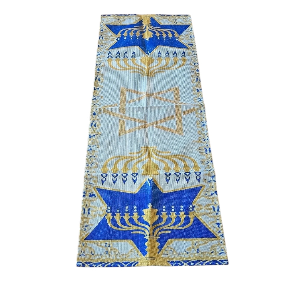 Star Of David /Menorah Hanukkah Table Runner